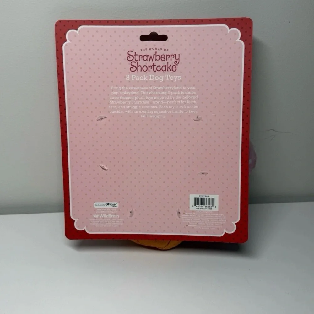 Strawberry Shortcake Dog Toys 3pk Stuffed With Squeaker